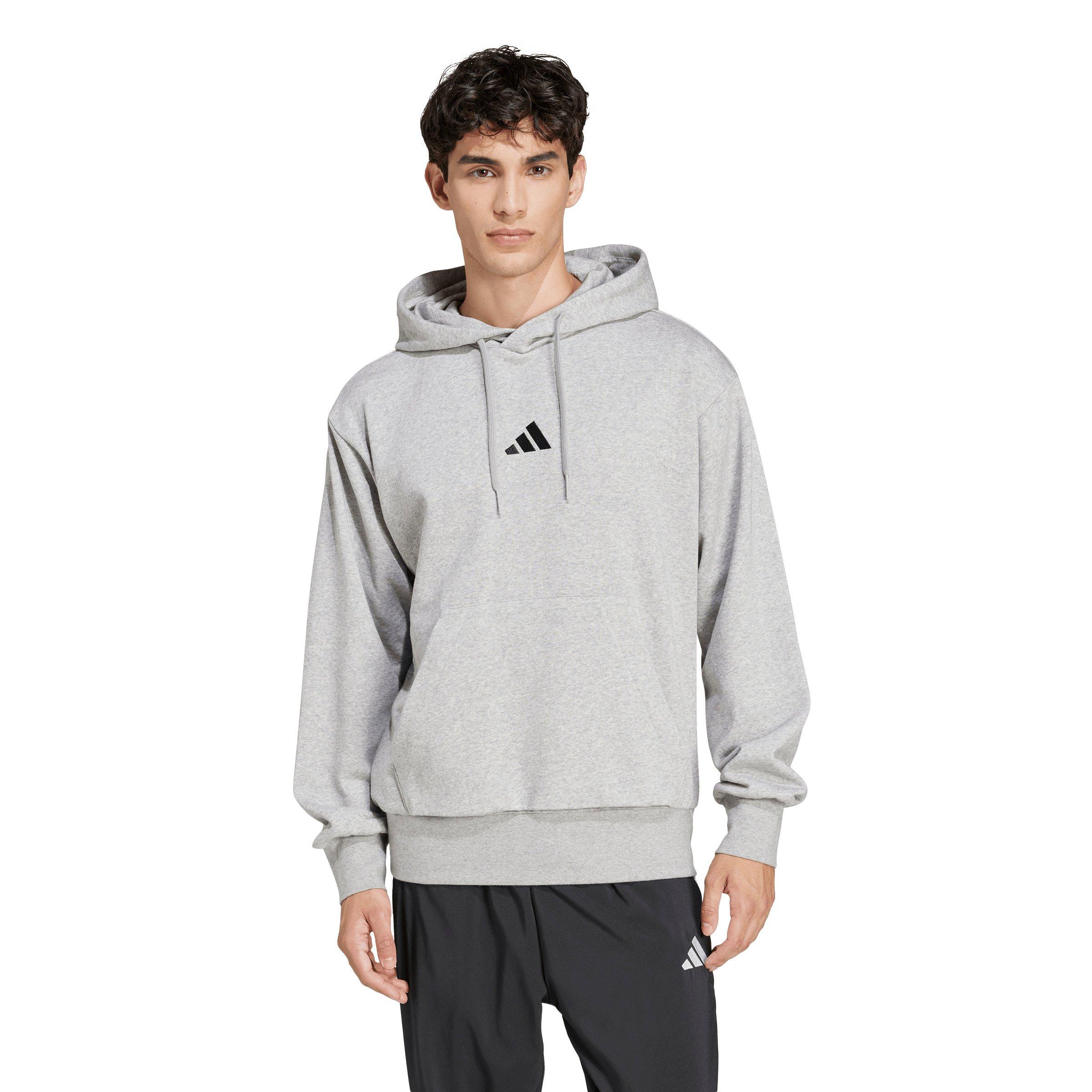 adidas Men's Essentials Feelcozy Fleece Hoodie - Grey/Black - GREY/BLACK